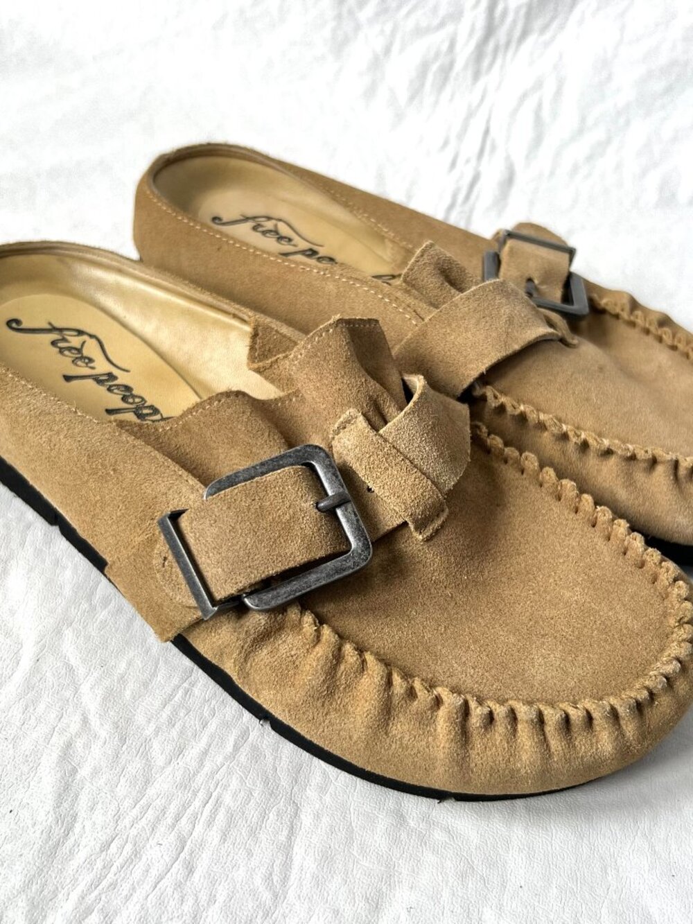 Free People shoes After Riding mules moc toe brown suede womens size 6 slip on